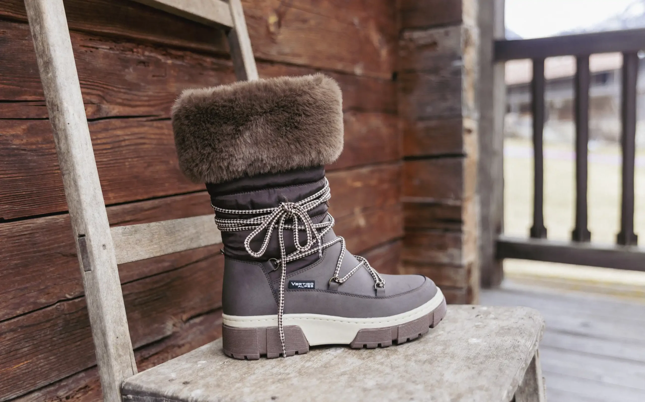 Brown boots on table